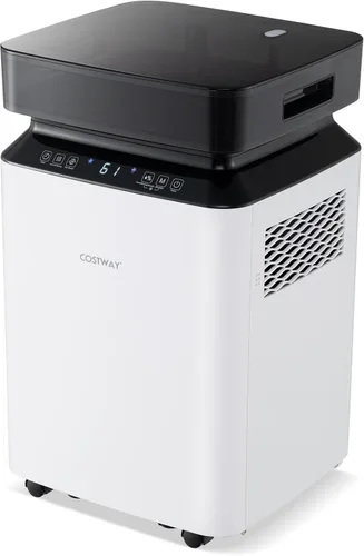 Miniatura 8 de COSTWAY Deshumidificador de 80 pintas con bomba, fácil control de humedad, múltiples opciones de drenaje, temporizador de 24 horas y tanque de agua