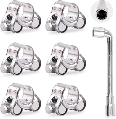 Miniatura 10 de Hilitchi Abrazadera de perno en T de acero inoxidable 304 Abrazaderas de manguera de tubo de tubo en T resistentes (4 unidades, 1.732-1.850 in)