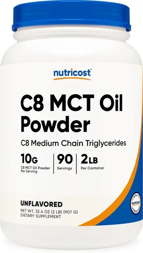 Miniatura 6 de Nutricost Polvo de aceite C8 MCT 23 porciones (8oz) - 95% C8 MCT aceite en polvo