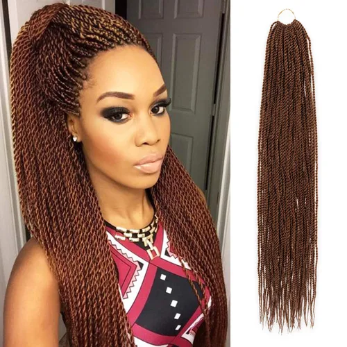 Miniatura 24 de AU-THEN-TIC Cabello senegalés con trenzas de ganchillo de 22 pulgadas, 6 paquetes de 40 mechones por paquete, extensiones de cabello de ganchillo