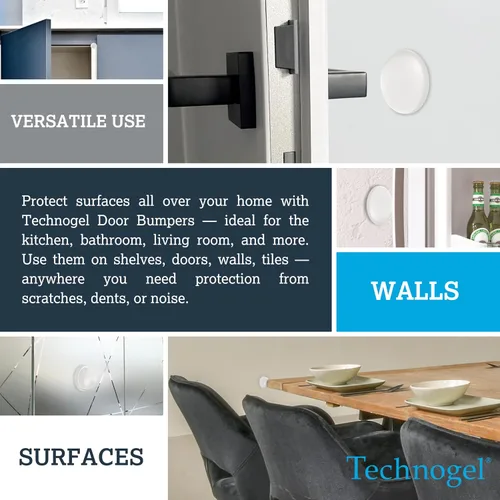 Miniatura 5 de Technogel Protector – Topes de puerta transparentes para despegar y pegar, protectores de suelo para patas de silla, almohadillas de parachoques que