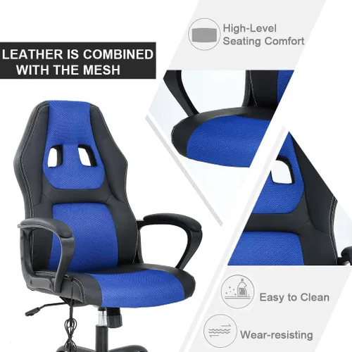 Miniatura 7 de Silla para videojuegos, sillón de oficina con masajeador, sillón de escritorio ergonómico, sillón de videojuegos de piel sintética y ajustable