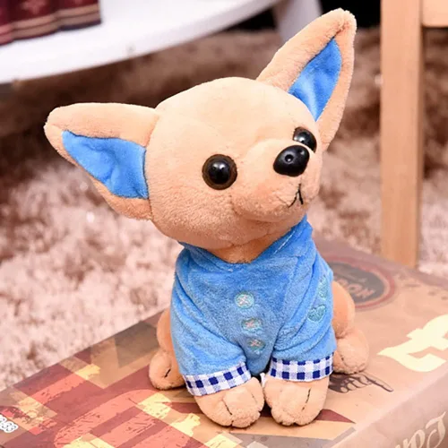 Miniatura 2 de Peluche de Perro Chihuahua, Juguete de Peluche de Perro Chihuahua Relleno, Gran Regalo para Niños Decoración del Hogar (Azul)