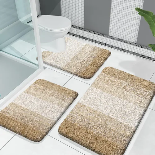 Miniatura 54 de OLANLY Juego de alfombras de baño de 3 piezas, alfombras de baño de microfibra suave y absorbente y alfombra de inodoro de contorno en forma de U