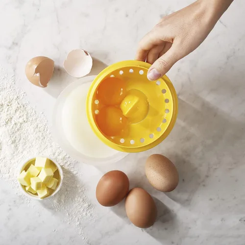 Miniatura 5 de Separador de huevos, fácil de, separa hasta 6 yemas, no, reutilizable para panadería casera (amarillo)