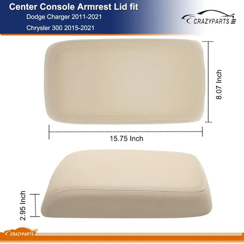 Miniatura 5 de CRAZYPARTS Tapa de reposabrazos de consola central compatible con Dodge Charger 2011-2021 Chrysler 300 2015-2021 Reemplaza# 1VT06DX9AI 1VT06DX9AH