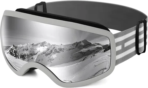 Miniatura 11 de EasYoung Gafas de esquí y snowboard para niños, jóvenes, niños y niñas de 3 a 15 años 07: Marco blanco con lente plateada