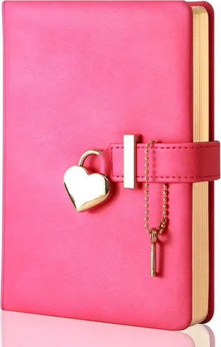 Miniatura 8 de Diario con cerradura en forma de corazón con llave, cubierta de piel sintética, diario, organizador personal, cuaderno secreto para niñas y mujeres