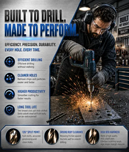 Miniatura 7 de Broca de cobalto 1/2 pulgadas HSS Co M35 Jobber Longitud Twist Drill Acero Metal-5pcs