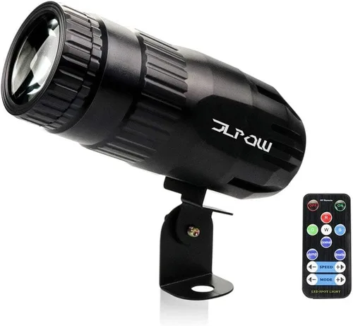 Luz de Pinspot con Control Remoto, JLPOW Super Brillante Foco de Bola de Espejo, Mini 15W RGBW LED Luz de Foco de Tira para Efecto de Iluminación