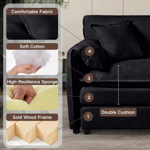 Miniatura 6 de Modular Sectional Sofa, Oversized Deep Seat U Shaped Couch Set for Living Room, 3 Seater Comfy Cloud Couches with 2 Movable Ottomans, DIY