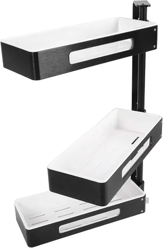 Organizador de especias, 3 capas montado en la pared sin taladro, estante flotante giratorio de 220.5 lbs con soporte de carga de cocina, estante