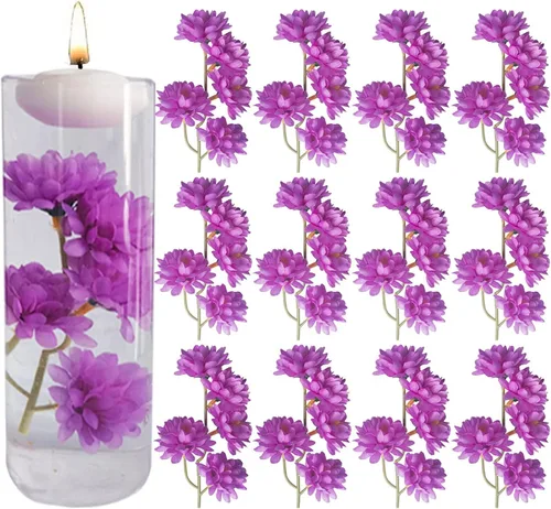 Miniatura 7 de 12 piezas de flores artificiales azules para centros de mesa flotantes, relleno de jarrón de flores artificiales para centros de mesa de boda