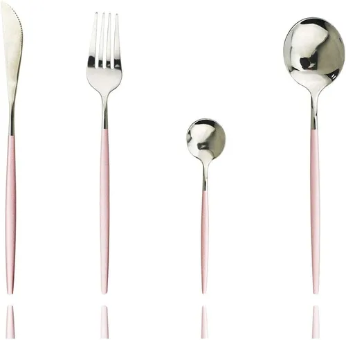 Miniatura 7 de JASHII Juego de cubiertos de 4 piezas de acero inoxidable 304 para el hogar, juego de cubiertos de cocina con espejo, cuchillo pulido, tenedor