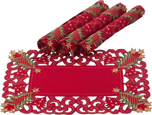 Miniatura 7 de SARO LIFESTYLE QX227.I1420B Pandoro Collection - Manteles individuales con árbol de Navidad (juego de 4 unidades), 14 x 20 pulgadas, color marfil
