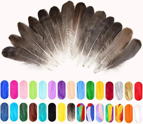 Miniatura 4 de FeelfunFeather 120 piezas de plumas de ganso gris natural de 6-8 Pulgadas 15-20cm, plumas decorativas a granel para manualidades DIY, cosplay