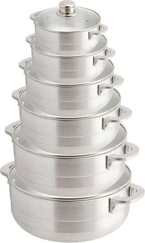 Miniatura 5 de Uniware Caldero de aluminio de calibre pesado con tapa de vidrio, plata, 2 cuartos