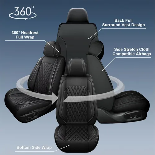 Miniatura 7 de IKABEVEM Fit for Kia Forte Seat Covers 2010-2024 Front Set Faux Leather Seat Cushion Waterproof Anti-Slip Seat Cushion Protector Compatible with