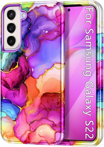 Miniatura 21 de Btscase Funda para Samsung Galaxy S22 5G de 6.1 pulgadas, Patrón de Mármol 3 en 1 Resistente de Servicio Pesado Cuerpo Completo Robusto PC Duro +