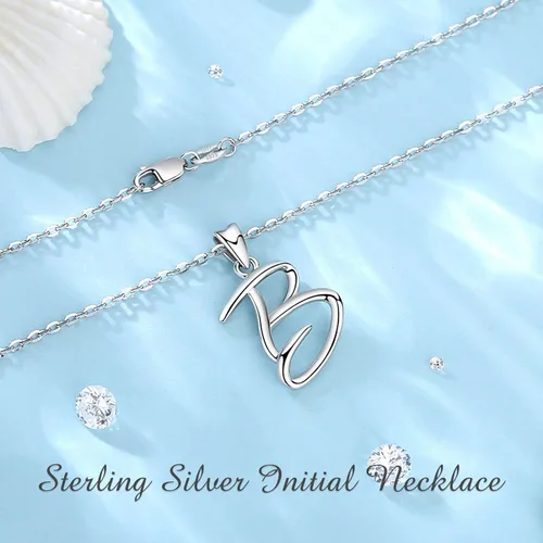Miniatura 117 de EUDORA Collares de plata esterlina con inicial para mujer, regalos clásicos de 26 letras sin cuello para niñas, hermana, madre hija, cadena de 18