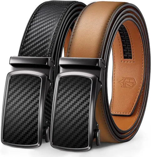 Miniatura 10 de Zitahli Cinturón para hombre, paquete de 2 unidades, diseño de cinturón de cuero para trabajo, negocios y pantalones de golf casuales, accesorios