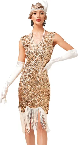Vestido vintage de los años 20 con lentejuelas brillantes, flecos, borlas de Gatsby, vestidos de boda, fiesta, cóctel, noche