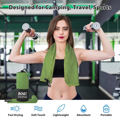 Miniatura 6 de BOGI Toalla Deportiva de Viaje de Microfibra-Toalla de Viaje de Secado Rápido, Suave, Ligera, Absorbente, Compacta para Camping, Gimnasio, Playa