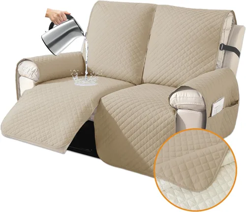Miniatura 44 de XINEAGE Funda para Loveseat Reclinable Resistente al Agua, Fundas para Loveseat Reclinable de 2 Asientos con Bolsillos, Funda Protectora para Café