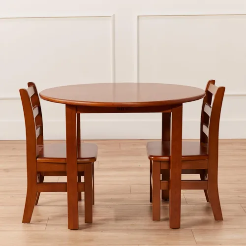 Miniatura 10 de ECR4Kids Mesa redonda de madera dura de 30 x 30 pulgadas con patas de 22 pulgadas, muebles para niños, gris lavado