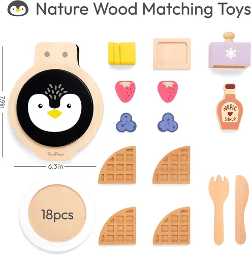 Miniatura 4 de PairPear Juego de Comida de Madera, Juego de Cocina de Madera, Accesorios de Cocina de Juguete, Juego de Cocina de Madera para Niños, Juego