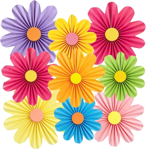 Miniatura 24 de SUNBEAUTY Abanicos de papel dorados y negros para fondo de fiesta de té, boda, primavera, cumpleaños, aula, baby shower, Halloween, decoración