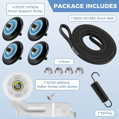 Miniatura 2 de DC97-16782A Piezas de secadora para Samsung Kit de repuesto de rodillo de secadora DV45H7000EW/A2 DV42H5000EW/A3 Incluye DC97-16782A Rodillo Secador