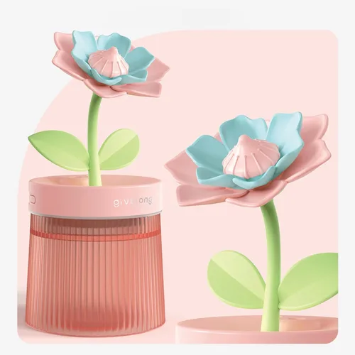 Miniatura 5 de Humidificador de niebla fría de 8.8 fl oz con linda flor, humidificador USB con luz, difusor de aceite esencial, difusor de aceite de aromaterapia
