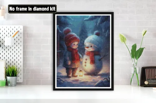 Miniatura 2 de Bimkole Kits de pintura de diamantes 5D para adultos, muñeco de nieve, niña, taladro completo, juego de bordado de diamantes de imitación