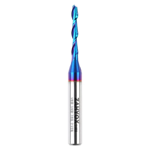 ZahyoX Broca CNC espiral upcut, Broca de enrutador recto de carburo sólido nano, Diámetro de corte de 1/8", Vástago de 1/4", Longitud de corte de
