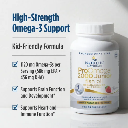 Miniatura 3 de Nordic Naturals ProOmega 2000 Jr., sabor fresa – 60 geles suaves – 1120 mg Omega-3 – Aceite de pescado ultra potente – EPA y DHA – Promueve la salud