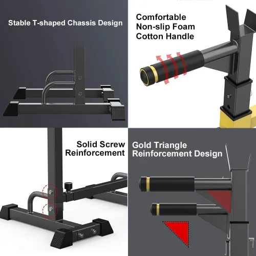 Miniatura 5 de Soporte para sentadillas, estación de inmersión para barra paralela, ajustable, equipo de fitness para gimnasio en interiores y exteriores