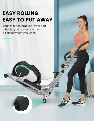 Miniatura 8 de THERUN - Máquina elíptica para el hogar, máquina de ejercicio elíptica hipersilenciosa, entrenador elíptico compacto con 8 niveles de resistencia