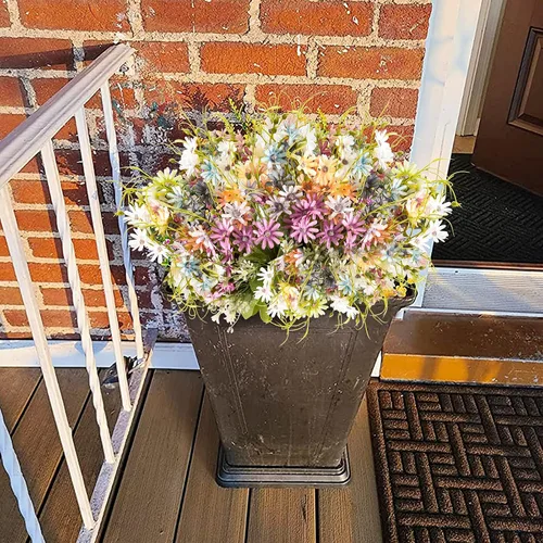 Miniatura 5 de 6 paquetes de flores silvestres artificiales para exteriores, margaritas falsas resistentes a los rayos UV, ramos de flores silvestres de seda