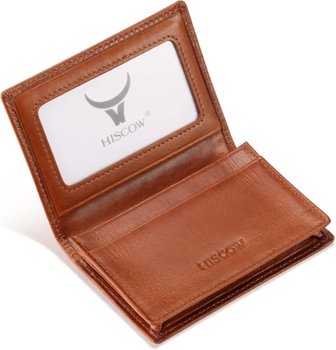 Miniatura 2 de Funda de piel para tarjetas de visita para hombres y mujeres, piel de becerro italiana Cuero curtido vegetal marrón