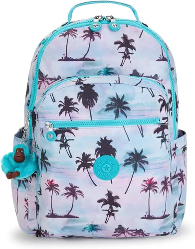 Miniatura 46 de Kipling Seoul - Mochila grande metálica para portátil de 15 pulgadas, Agua (Aqua Flowers)