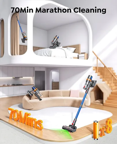 Miniatura 3 de Aspiradora inalámbrica, 600W 50KPA 65 min aspiradoras para el hogar, aspiradora de palo mejorada con herramienta de limpieza de colchón adicional