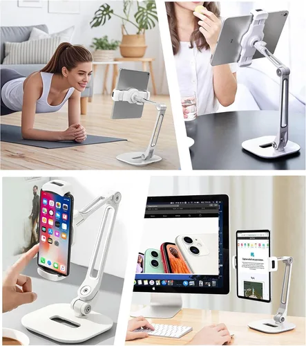 Miniatura 6 de Soporte ajustable para tablet de escritorio, soporte giratorio de 360° para iPad Air mini Pro de 4.7 a 12 pulgadas, iPhone, Samsung POS, Kindle