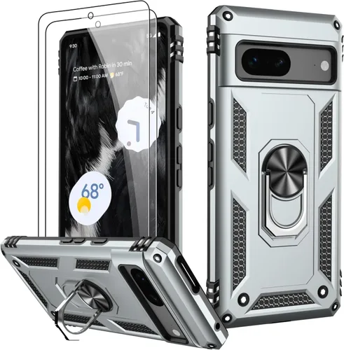 Miniatura 8 de LUMARKE Funda para Google Pixel 5 con protector de pantalla, pasa 16 pies, probada en caídas, grado militar, con soporte de anillo magnético, Rojo
