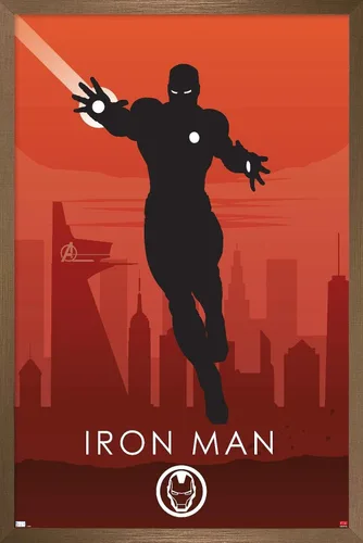 Miniatura 15 de Trends International Marvel Heroic Silhouette - Póster de pared de Iron Man, 14.725 x 22.375 pulgadas, versión enmarcada de madera de granero