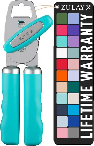 Miniatura 29 de Zulay Kitchen Abrelatas manual de acero inoxidable resistente con abridor de botellas, abrelatas manual a prueba de óxido con perilla giratoria
