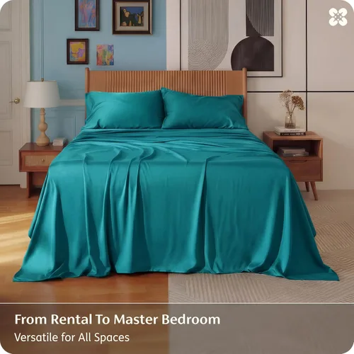 Miniatura 5 de Bedsure Juego de sábanas tamaño California King, sábanas refrescantes, rayón derivado del bambú, transpirable y suave, bolsillo profundo de hasta 16