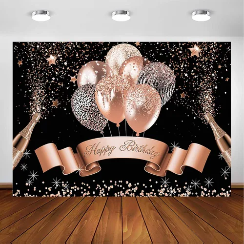 Avezano Telón de fondo de cumpleaños con globos con purpurina para niñas y mujeres, pancarta de fiesta de feliz cumpleaños, fondo de fotografía,