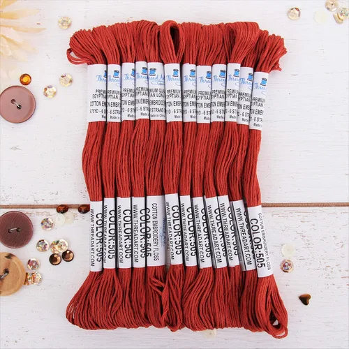 Miniatura 42 de 12 madejas ThreadArt Premium de hilo de bordar de algodón egipcio de fibra larga Gris antiguo 6 hilos divisibles de 8.75 yardas cada uno