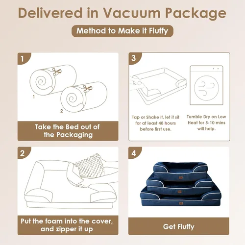 Miniatura 211 de EHEYCIGA – Cama ortopédica impermeable para perros pequeños, de espuma viscoelástica tipo caja de huevos, con bordes elevados y base antideslizante